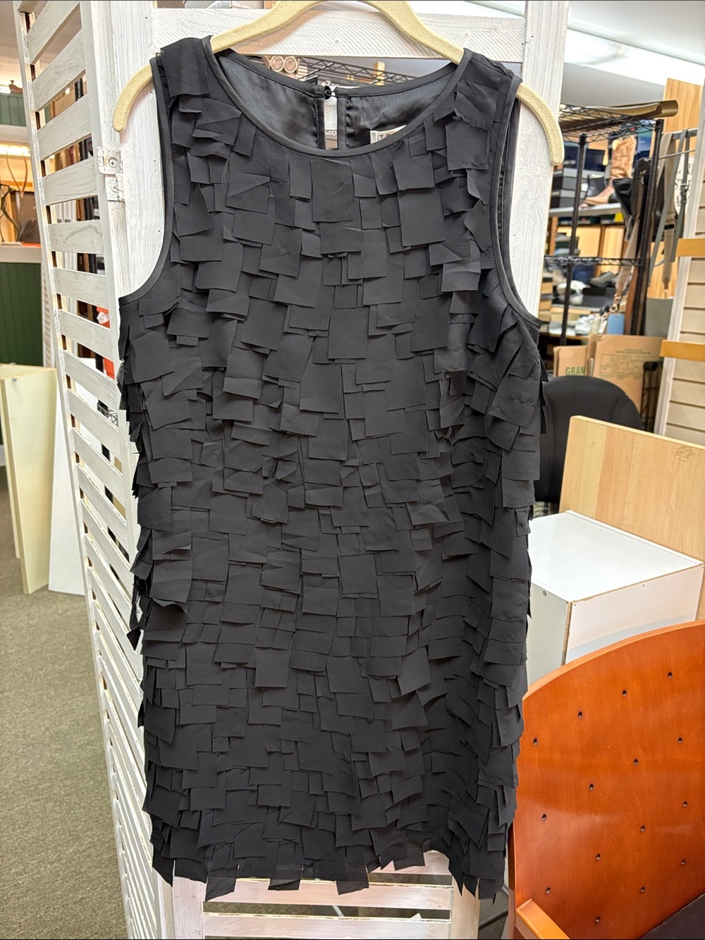 Trina Turk Black Sleeveless Midi Dress with Square Appliqués